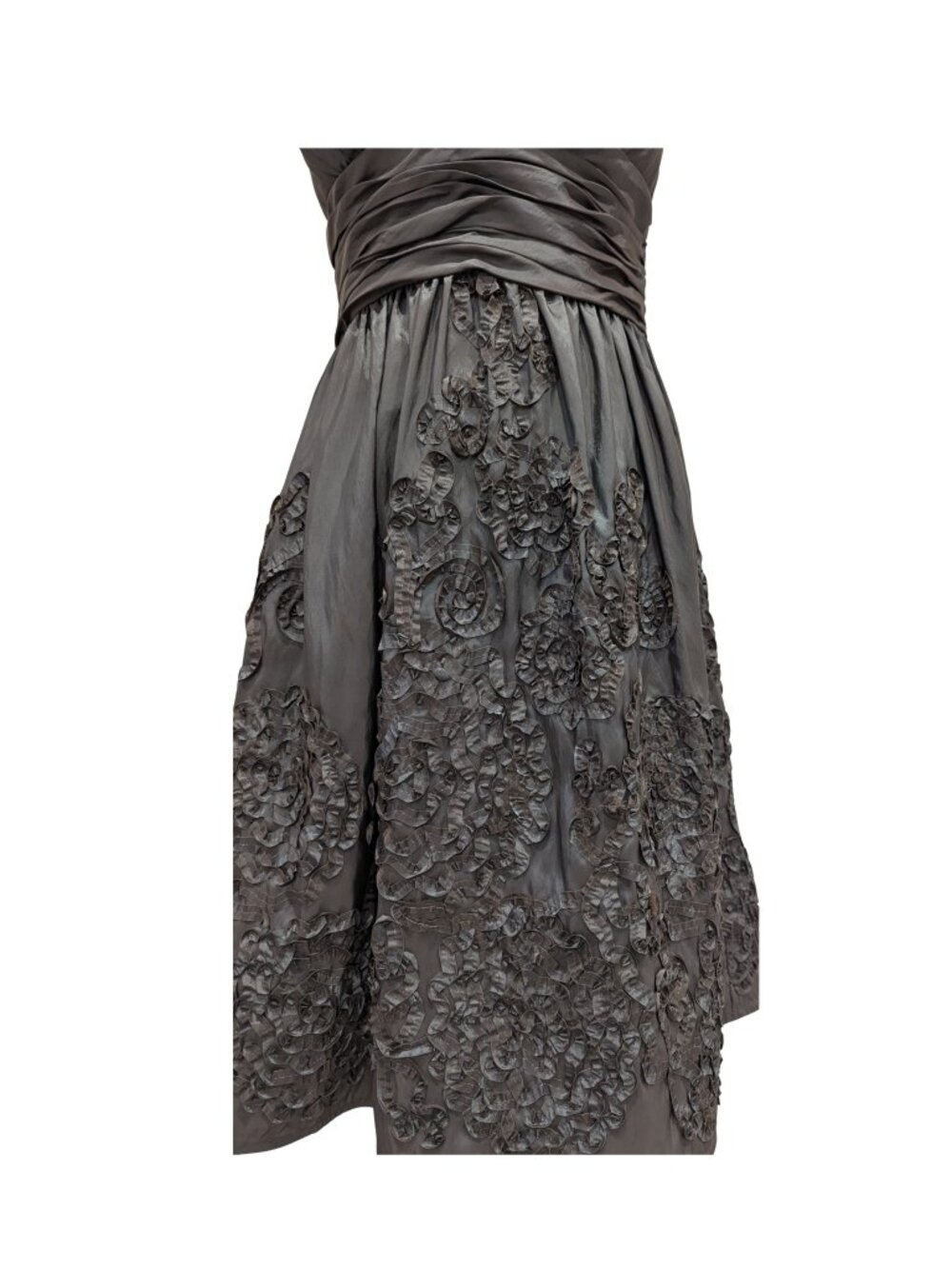 Adrianna Papell Boutique Brown Halter Open-Back 3D Ribbon Appliqué Dress 6 - Picture 6 of 9